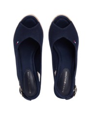 Sandalo Donna Tommy Hilfiger Platform Flag  High Wedge Zeppa Espadrillas Slingback Space Blue