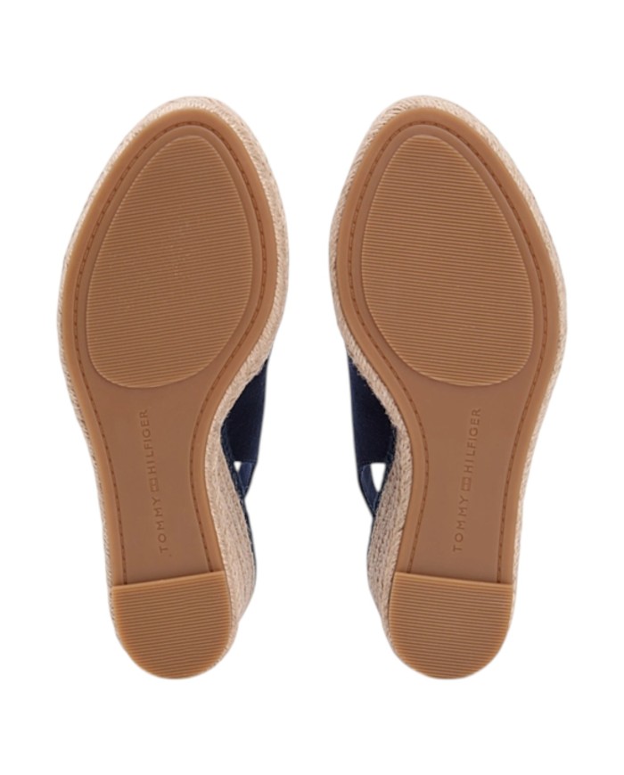 Sandalo Donna Tommy Hilfiger Platform Flag  High Wedge Zeppa Espadrillas Slingback Space Blue