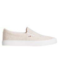 Slip On Uomo Tommy Hilfiger Harlem Core II Chambray di Lino Con logo Slip On Ecru Beige