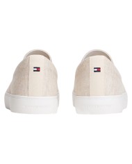 Slip On Uomo Tommy Hilfiger Harlem Core II Chambray di Lino Con logo Slip On Ecru Beige