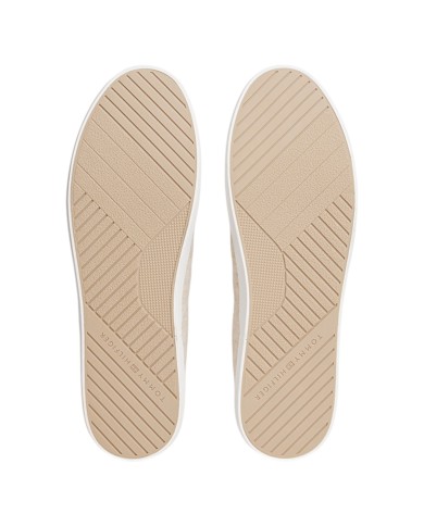 Slip On Uomo Tommy Hilfiger Harlem Core II Chambray di Lino Con logo Slip On Ecru Beige