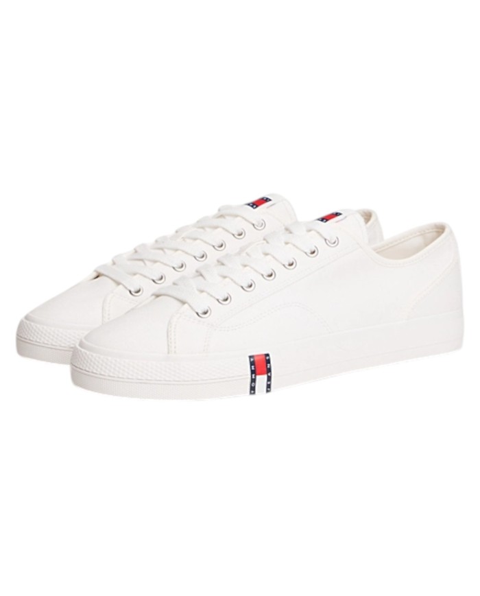 Sneakers Uomo Tommy Hilfiger Archive Vulc Y2K In Cotone  Ecru White