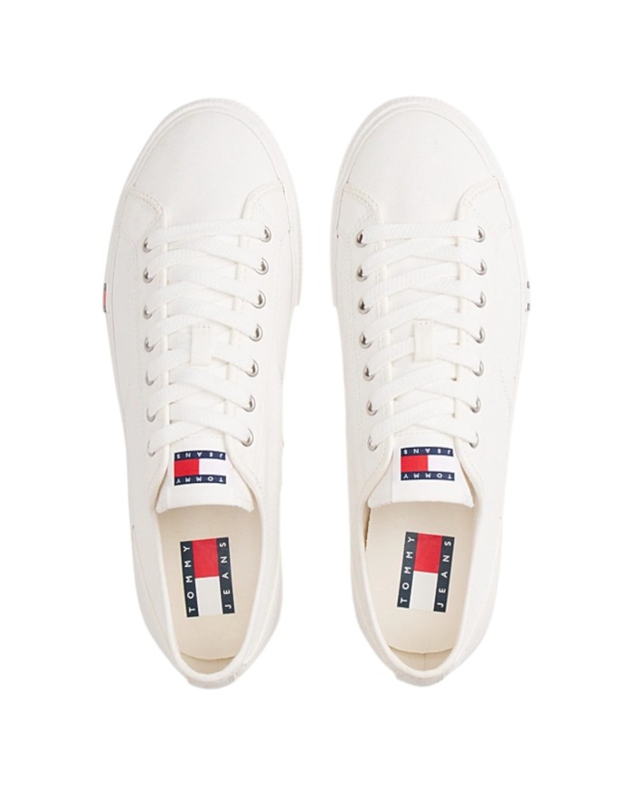 Sneakers Uomo Tommy Hilfiger Archive Vulc Y2K In Cotone  Ecru White