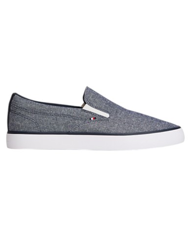 Slip On Uomo Tommy Hilfiger Harlem Core II Chambray Di Lino Desert Sky Navy