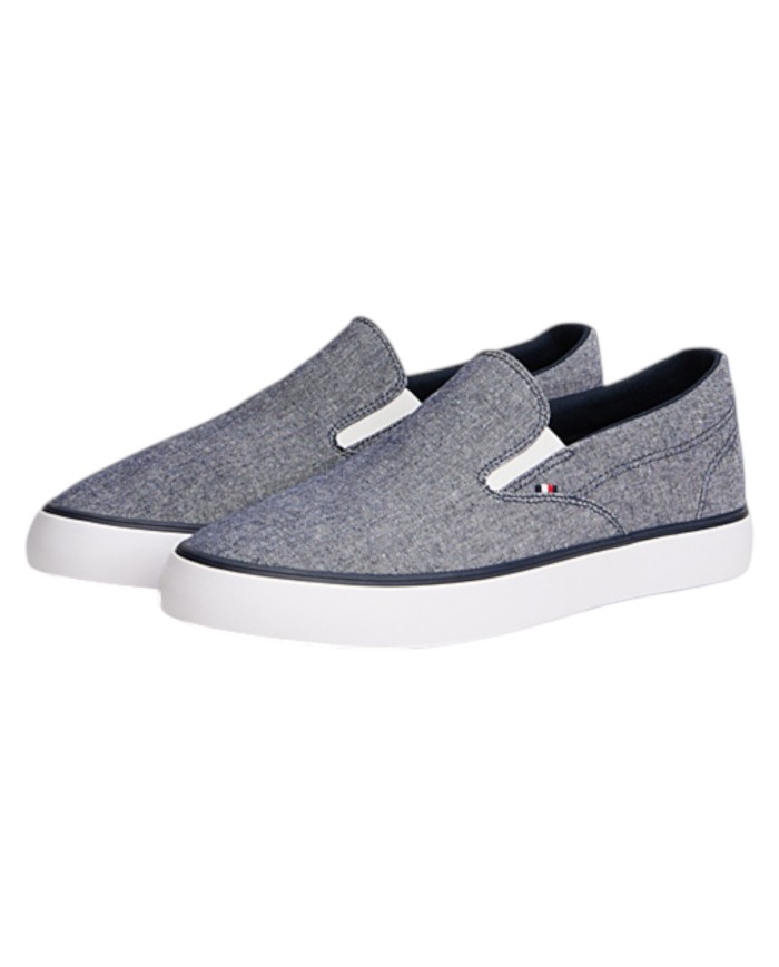 Slip On Uomo Tommy Hilfiger Harlem Core II Chambray Di Lino Desert Sky Navy