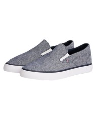 Slip On Uomo Tommy Hilfiger Harlem Core II Chambray Di Lino Desert Sky Navy