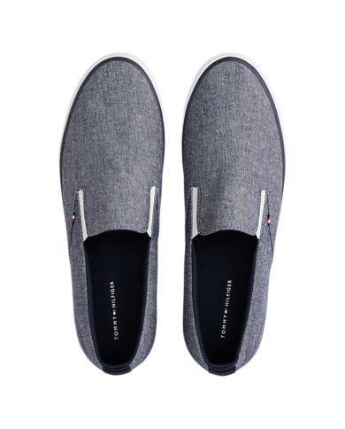 Slip On Uomo Tommy Hilfiger Harlem Core II Chambray Di Lino Desert Sky Navy