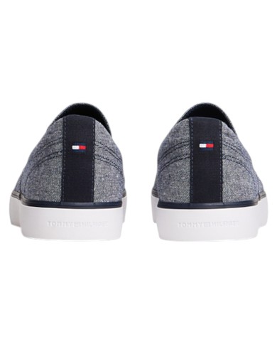 Slip On Uomo Tommy Hilfiger Harlem Core II Chambray Di Lino Desert Sky Navy
