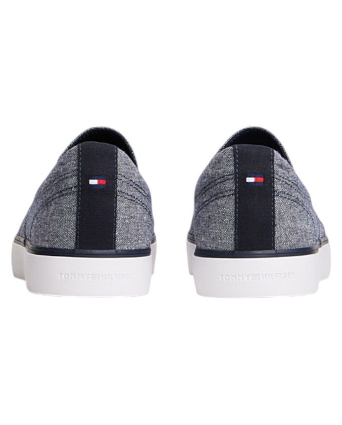 Slip On Uomo Tommy Hilfiger Harlem Core II Chambray Di Lino Desert Sky Navy