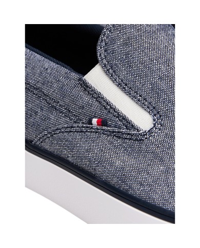 Slip On Uomo Tommy Hilfiger Harlem Core II Chambray Di Lino Desert Sky Navy