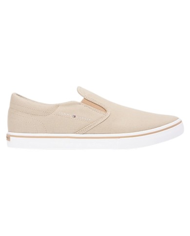 Slip On Uomo Tommy Hilfiger Vulc Core Tela Di Cotone Sandalwood Sand