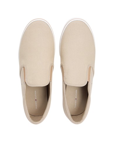 Slip On Uomo Tommy Hilfiger Vulc Core Tela Di Cotone Sandalwood Sand