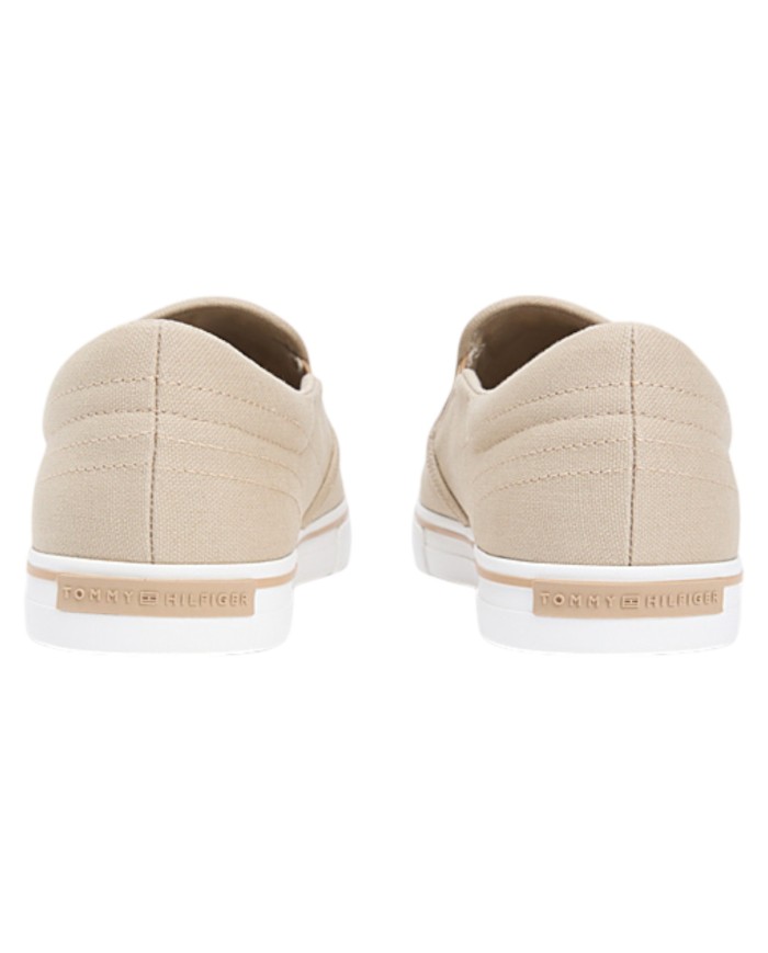 Slip On Uomo Tommy Hilfiger Vulc Core Tela Di Cotone Sandalwood Sand