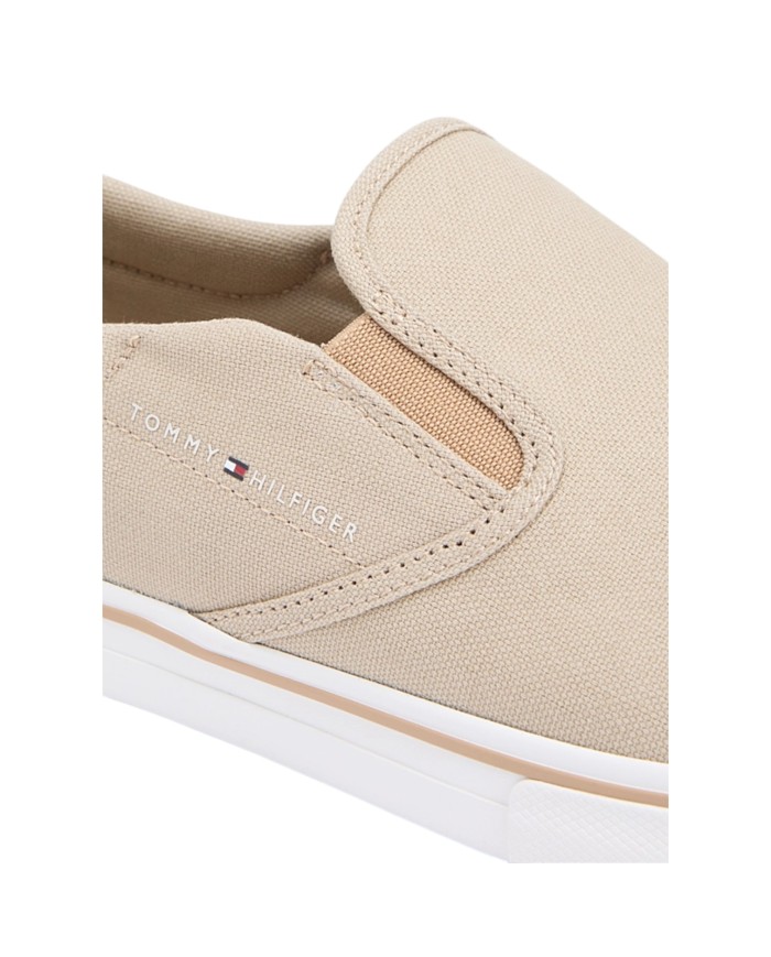 Slip On Uomo Tommy Hilfiger Vulc Core Tela Di Cotone Sandalwood Sand