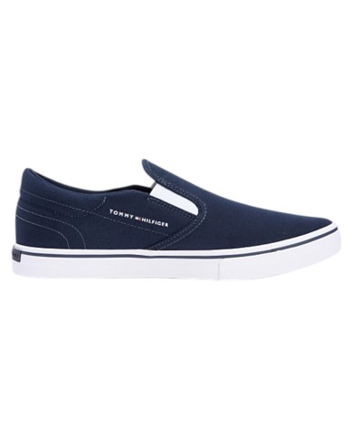 Slip On Uomo Tommy Hilfiger Vulc Core Tela Di Cotone Desert Sky Navy Blue
