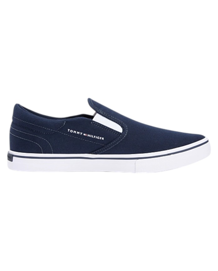 Slip On Uomo Tommy Hilfiger Vulc Core Tela Di Cotone Desert Sky Navy Blue