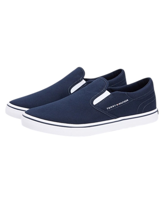 Slip On Uomo Tommy Hilfiger Vulc Core Tela Di Cotone Desert Sky Navy Blue