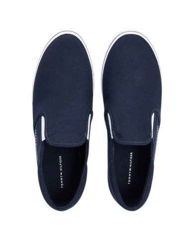 Slip On Uomo Tommy Hilfiger Vulc Core Tela Di Cotone Desert Sky Navy Blue