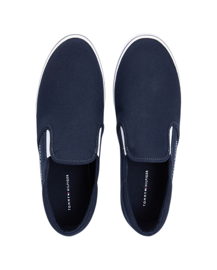Slip On Uomo Tommy Hilfiger Vulc Core Tela Di Cotone Desert Sky Navy Blue