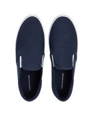 Slip On Uomo Tommy Hilfiger Vulc Core Tela Di Cotone Desert Sky Navy Blue