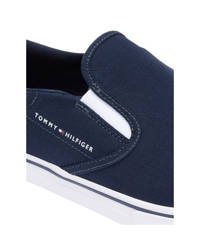 Slip On Uomo Tommy Hilfiger Vulc Core Tela Di Cotone Desert Sky Navy Blue