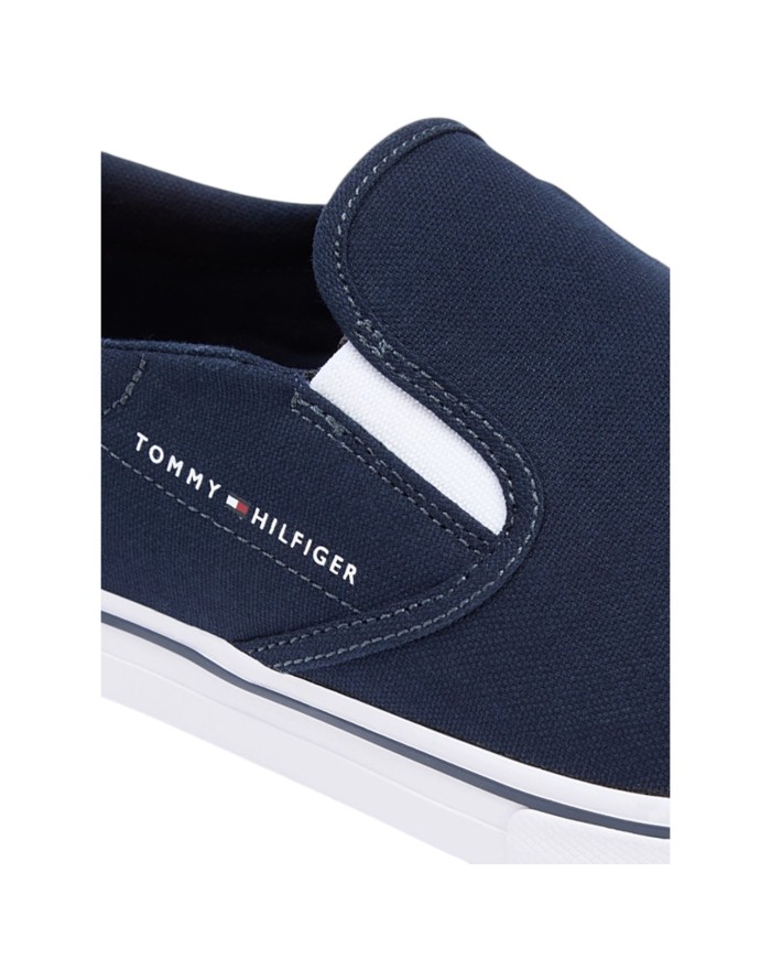 Slip On Uomo Tommy Hilfiger Vulc Core Tela Di Cotone Desert Sky Navy Blue