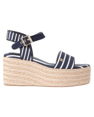 Sandalo Donna Tommy Hilfiger Platform Wedge Breton Stripes Zeppa Espadrillas Space Blue