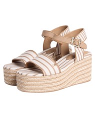 Sandalo Donna Tommy Hilfiger Platform Wedge Breton Stripes Zeppa Espadrillas Soft Cream
