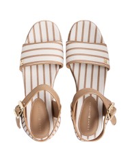 Sandalo Donna Tommy Hilfiger Platform Wedge Breton Stripes Zeppa Espadrillas Soft Cream