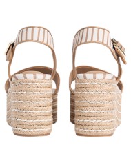 Sandalo Donna Tommy Hilfiger Platform Wedge Breton Stripes Zeppa Espadrillas Soft Cream