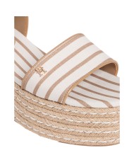 Sandalo Donna Tommy Hilfiger Platform Wedge Breton Stripes Zeppa Espadrillas Soft Cream