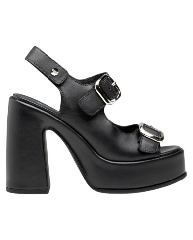 Sandalo Donna Cult Bjork 4506 Sandal Tacco Cm 12 Plateau Cm 4 Leather Black