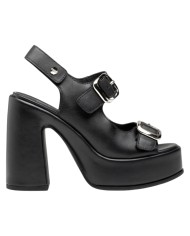 Sandalo Donna Cult Bjork 4506 Sandal Tacco Cm 12 Plateau Cm 4 Leather Black