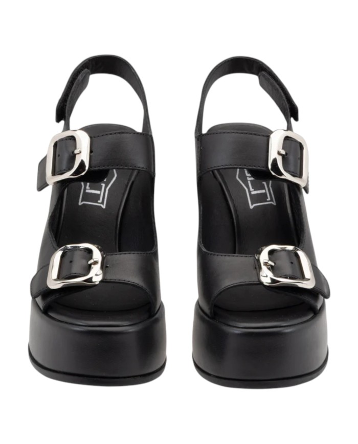 Sandalo Donna Cult Bjork 4506 Sandal Tacco Cm 12 Plateau Cm 4 Leather Black