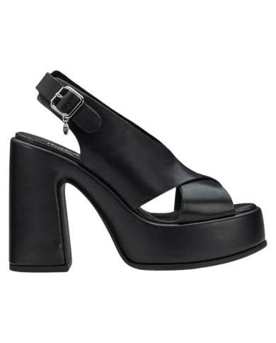 Sandalo Donna Cult Bjork 4302 Sandal Tacco Cm 12 Plateau Cm 4 Leather Black