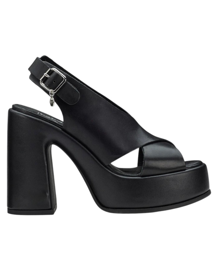 Sandalo Donna Cult Bjork 4302 Sandal Tacco Cm 12 Plateau Cm 4 Leather Black