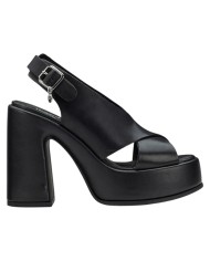 Sandalo Donna Cult Bjork 4302 Sandal Tacco Cm 12 Plateau Cm 4 Leather Black