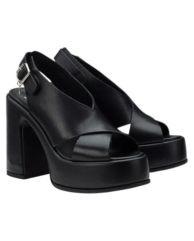 Sandalo Donna Cult Bjork 4302 Sandal Tacco Cm 12 Plateau Cm 4 Leather Black