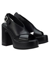 Sandalo Donna Cult Bjork 4302 Sandal Tacco Cm 12 Plateau Cm 4 Leather Black