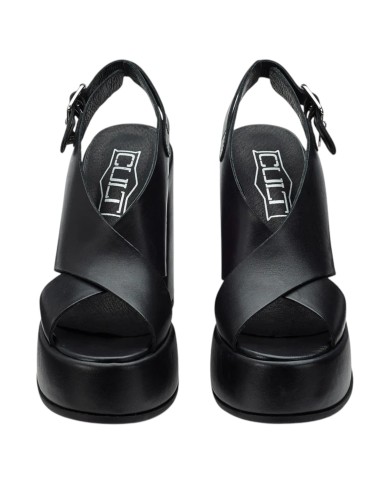 Sandalo Donna Cult Bjork 4302 Sandal Tacco Cm 12 Plateau Cm 4 Leather Black