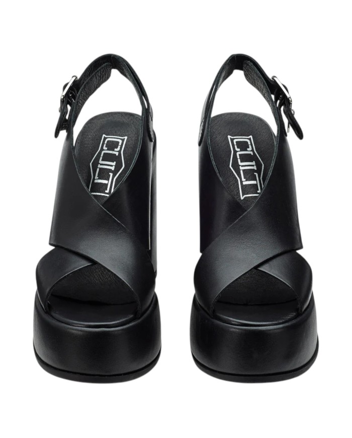 Sandalo Donna Cult Bjork 4302 Sandal Tacco Cm 12 Plateau Cm 4 Leather Black