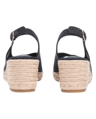 Sandalo Donna Tommy Hilfiger Platform Mid Wedge Zeppa Espadrillas Slingback Black