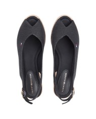 Sandalo Donna Tommy Hilfiger Platform Mid Wedge Zeppa Espadrillas Slingback Black