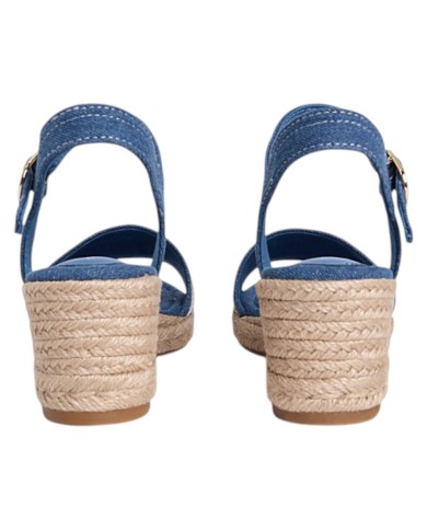 Sandalo Donna Tommy Hilfiger Platform Mid Wedge Zeppa Espadrillas Webbing Denim