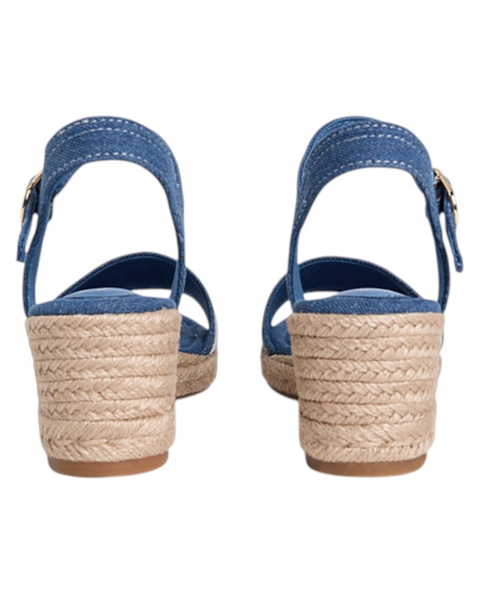 Sandalo Donna Tommy Hilfiger Platform Mid Wedge Zeppa Espadrillas Webbing Denim