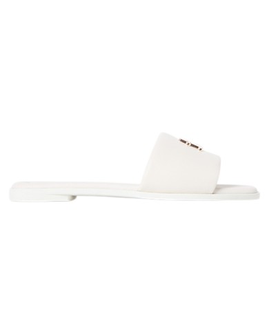 Ciabatta Donna Tommy Hilfiger Con Fascia e monogramma TH Logo Hardware Mule Leather Soft Cream