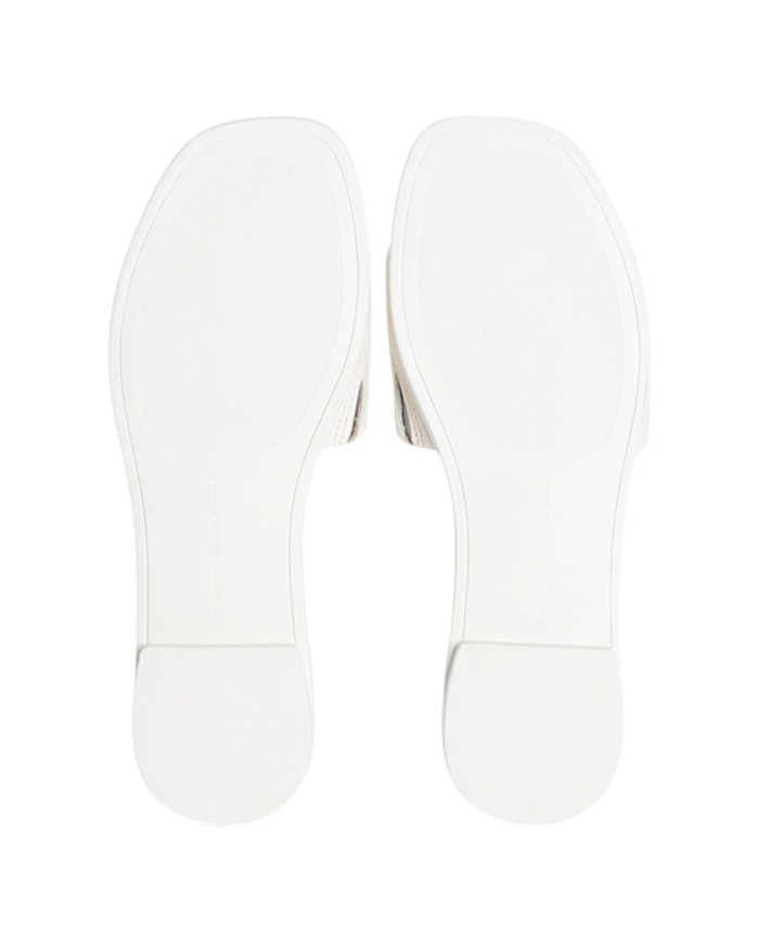 Ciabatta Donna Tommy Hilfiger Con Fascia e monogramma TH Logo Hardware Mule Leather Soft Cream