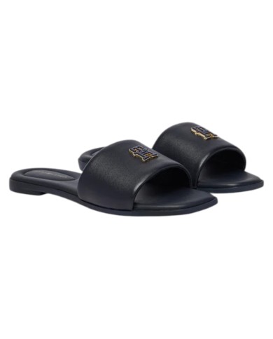 Ciabatta Donna Tommy Hilfiger Con Fascia e monogramma TH Logo Hardware Mule Leather Space Blue