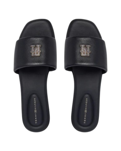 Ciabatta Donna Tommy Hilfiger Con Fascia e monogramma TH Logo Hardware Mule Leather Space Blue