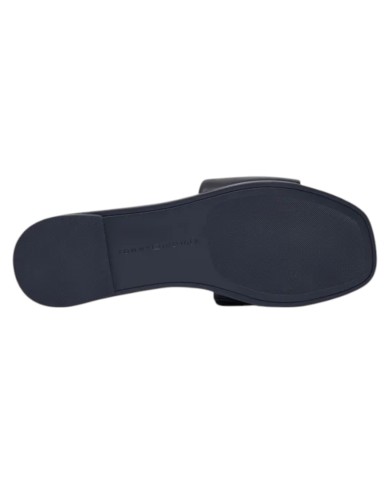 Ciabatta Donna Tommy Hilfiger Con Fascia e monogramma TH Logo Hardware Mule Leather Space Blue